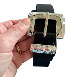 Black Belt with Silver Square Buckle